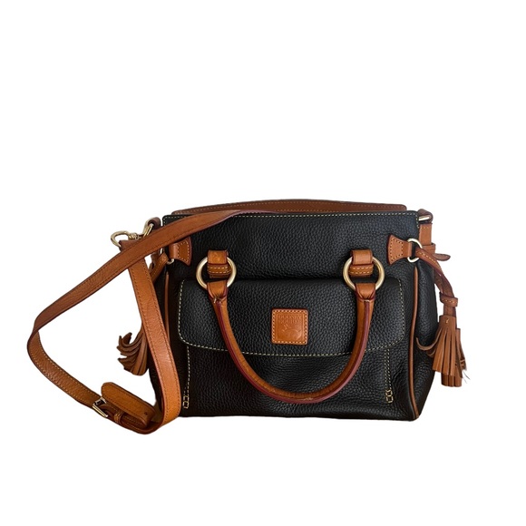 Dooney & Bourke Handbags - Dooney & Bourke EUC Vintage Pebble Leather Satchel w/Pockets & Long Strap Black